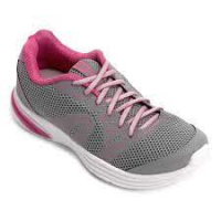 imagem de Tênis feminino - cor cinza com cardaço  e detalhe pink - Tamanho 38 - par